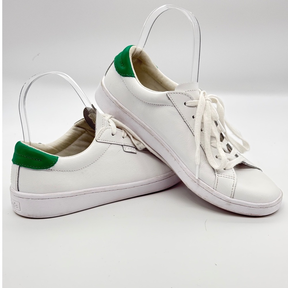 Keds Sneaker Womens 7.5 White Green Leather Low Top Lace‎ Up Casual Softerra